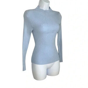 Zesica Light Blue Ribbed Knit Long Sleeve Sweater - Size Small